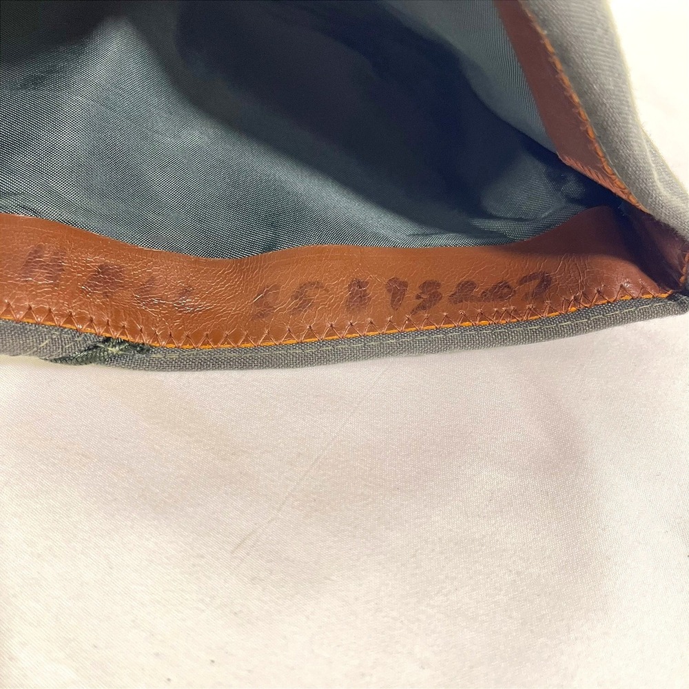 VTG Army WWII Glider Hat Airborne Paratrooper Leather Sweatband Green Piping WW2 - Picture 6 of 7